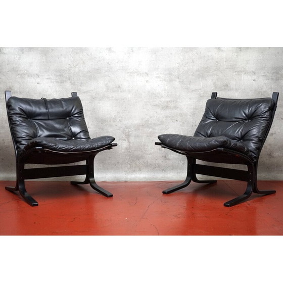 Image 1 of Vintage Siesta aniline leather armchairs by Ingmar Relling for Westnofa, Norway 1970