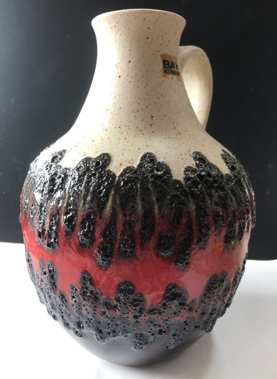 Image 1 of Bay keramik vase pichet en lave grasse rouge