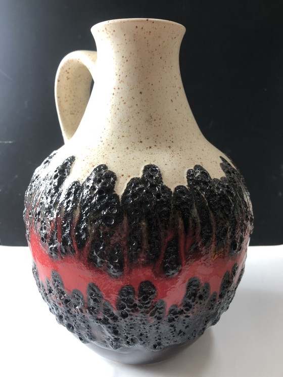 Image 1 of Bay keramik vase pichet en lave grasse rouge