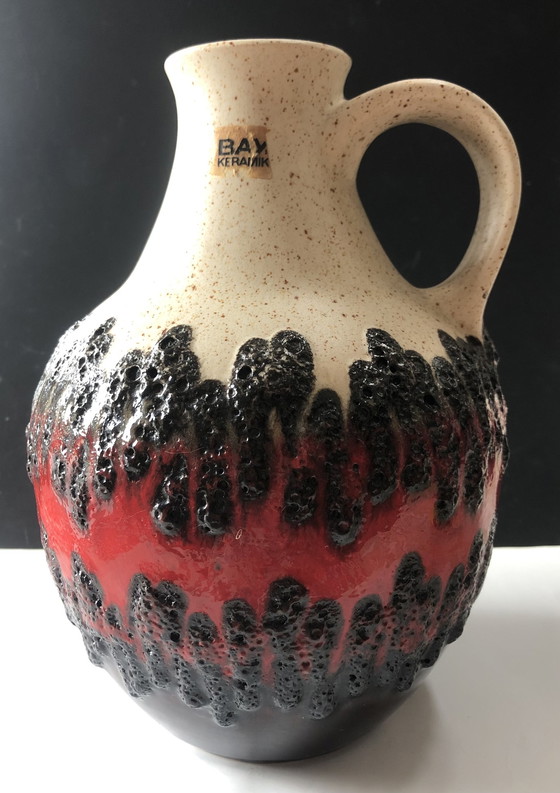 Image 1 of Bay keramik red fat lava pitcher vase