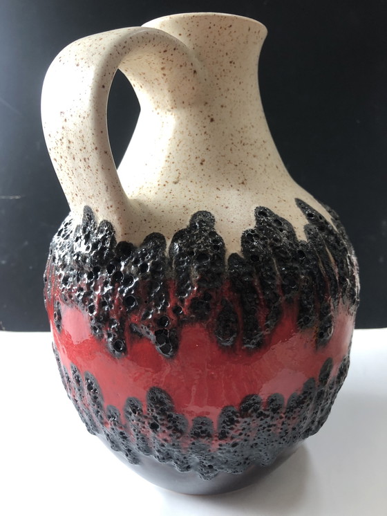 Image 1 of Bay keramik vase pichet en lave grasse rouge