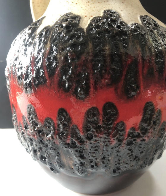 Image 1 of Bay keramik red fat lava pitcher vase