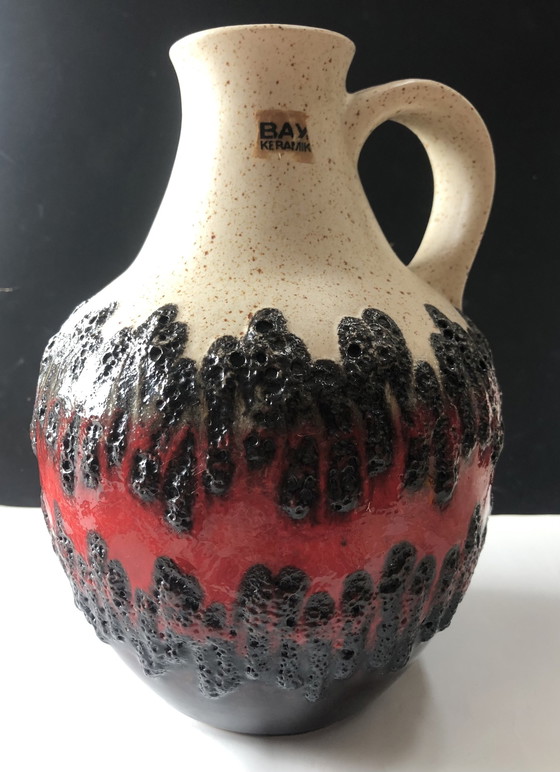 Image 1 of Bay keramik red fat lava pitcher vase