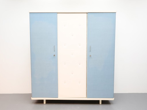 Armario vintage Rawi 3 puertas azul crema