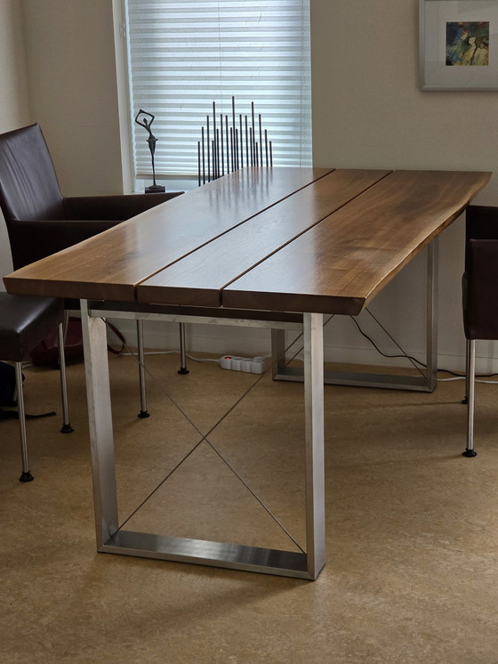 Image 1 of Musterring Dining Table Wild Walnut Stainless Steel Frame