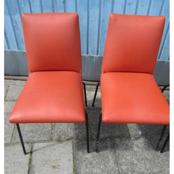 Image 1 of Set of 4 vintage metal and leatherette chairs by Pierre Guariche for Meurop, Belgium 1960s