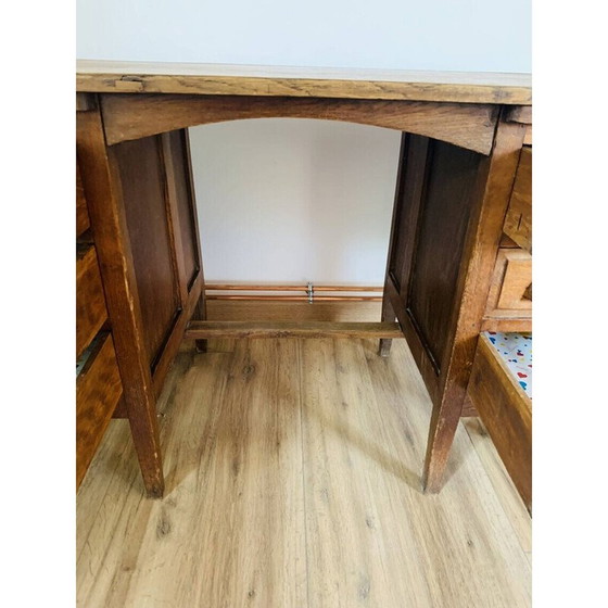 Image 1 of Vintage solid wood accountant desk with 3 drawers