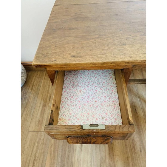 Image 1 of Vintage solid wood accountant desk with 3 drawers