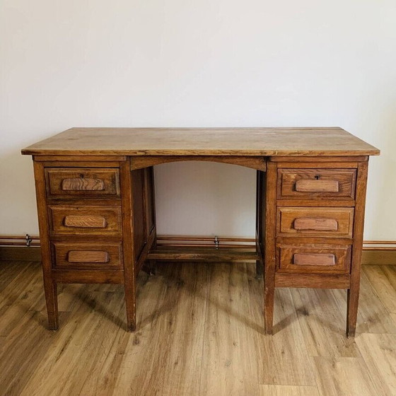 Image 1 of Vintage solid wood accountant desk with 3 drawers