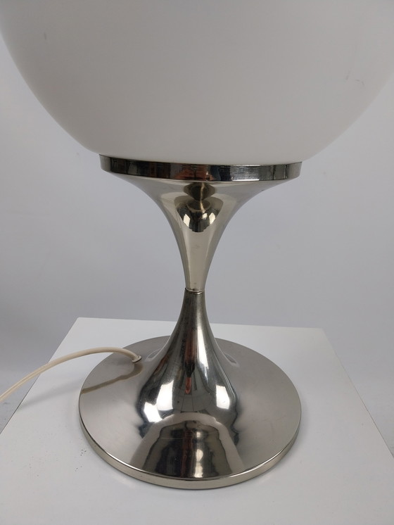 Image 1 of 1 x grand solken leuchten Lampe de table chrome et verre dépoli