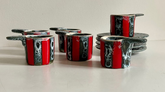 Image 1 of 6 tazze e piattini in ceramica artistica vintage Luc Vallauris