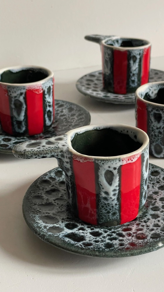 Image 1 of 6 tazze e piattini in ceramica artistica vintage Luc Vallauris