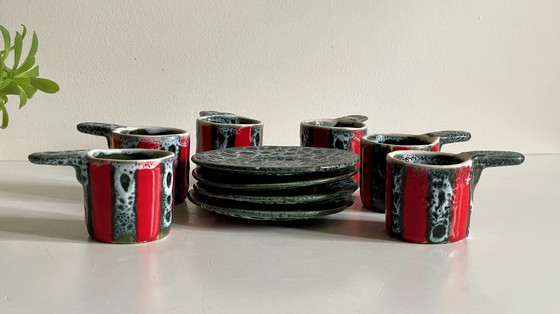 Image 1 of 6 tazze e piattini in ceramica artistica vintage Luc Vallauris