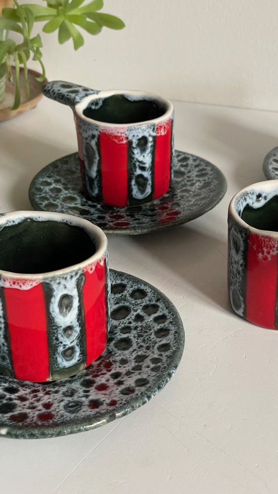 Image 1 of 6 tazze e piattini in ceramica artistica vintage Luc Vallauris