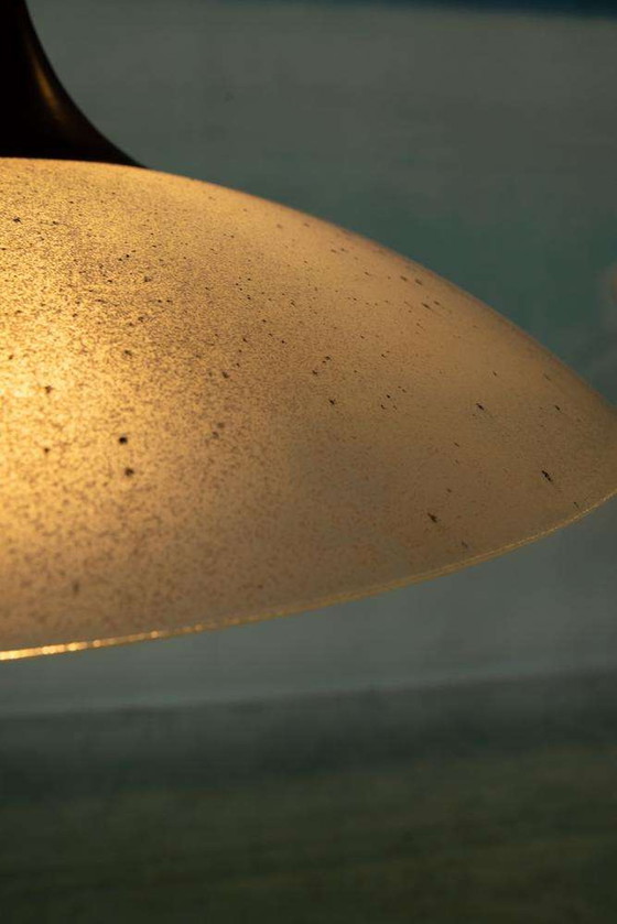 Image 1 of Memphis 1980 lampe suspendue en verre, lampe suspendue à tirette vintage