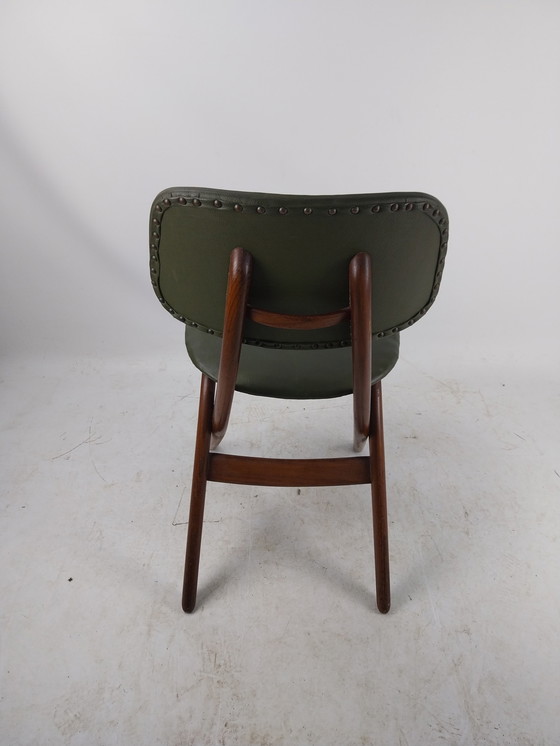 Image 1 of 1 x Chaise à ciseaux Louis van Teeffelen en teck et skaï vert années 1960