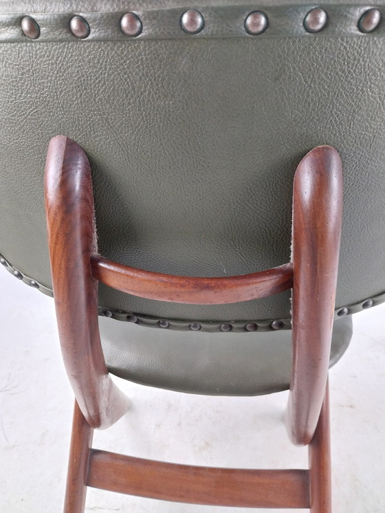 Image 1 of 1 x Chaise à ciseaux Louis van Teeffelen en teck et skaï vert années 1960