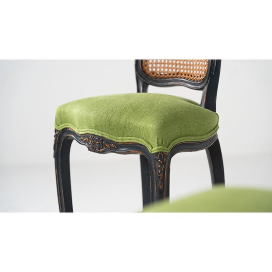 Image 1 of Pair of vintage bar stools in green fabric, Belgium