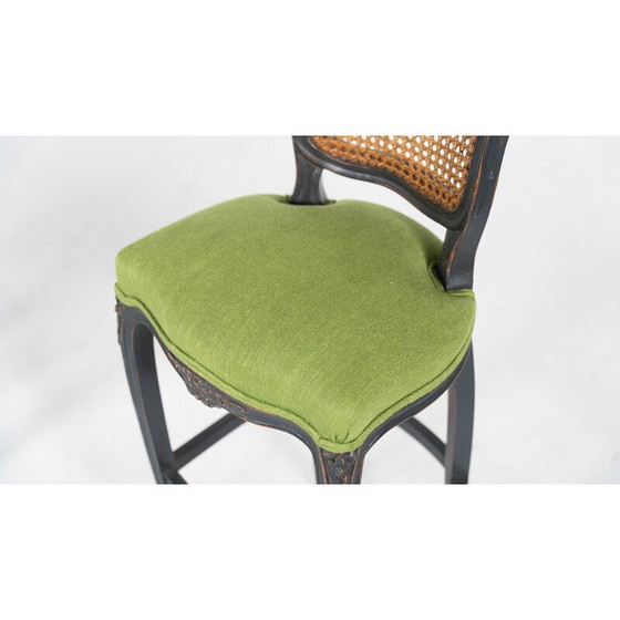 Image 1 of Pair of vintage bar stools in green fabric, Belgium