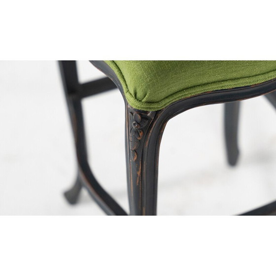 Image 1 of Pair of vintage bar stools in green fabric, Belgium