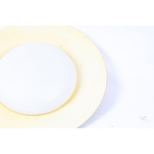 Vintage ceiling lamp in yellow and white metal, Germany 1950