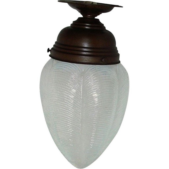 Image 1 of Vintage brass and glass pendant lamp, 1920