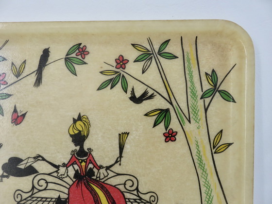 Image 1 of Fiberglass Tray, Naïve Drawing, Marque Sadac, France, 50s 60s