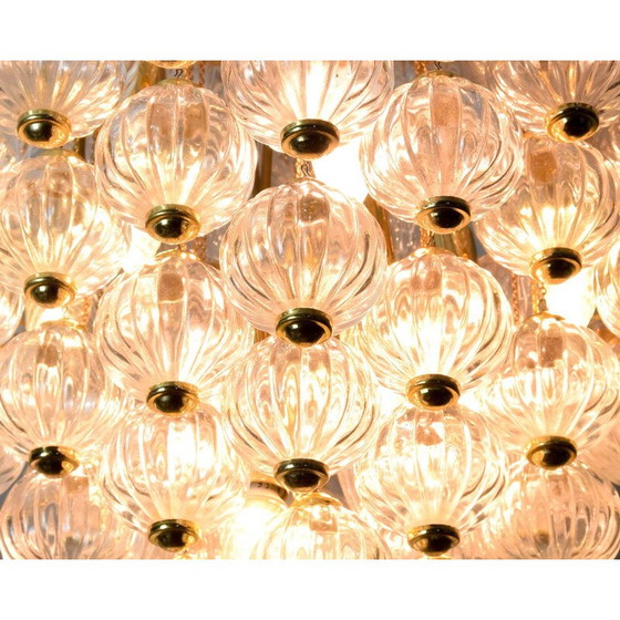 Image 1 of Mid century Italian Murano glass bubbles and brass chandelier by Paolo Venini, 1960s