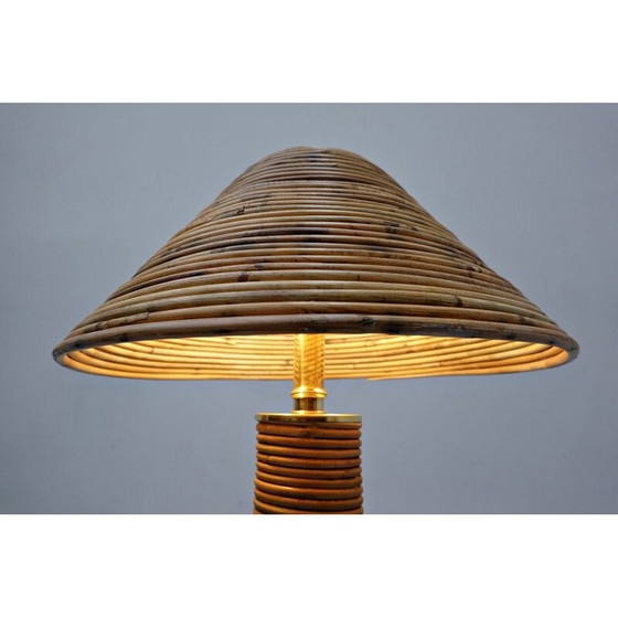 Image 1 of Coppia di lampade da tavolo vintage in ottone e bambù, Italia