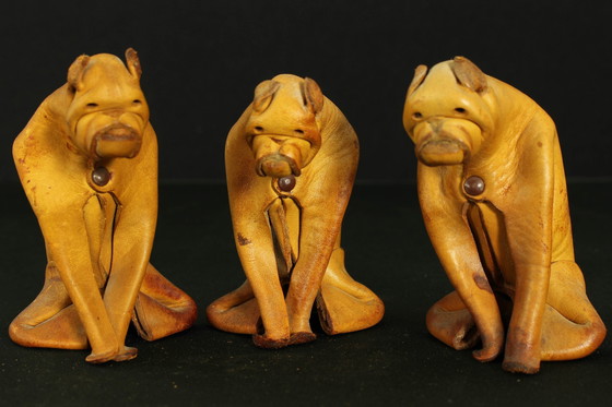 Image 1 of Deru Leather Crafted Set Of 9 Animals, Germany 1960S