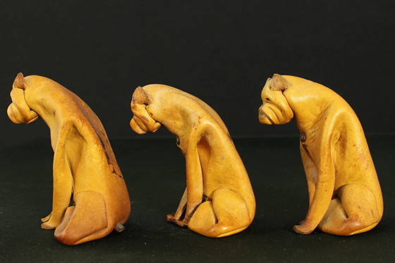 Image 1 of Deru Leather Crafted Set Of 9 Animals, Germany 1960S