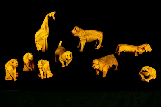 Image 1 of Deru Leather Crafted Set Of 9 Animals, Germany 1960S