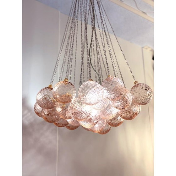 Image 1 of Simoeng Contemporary Pink “Ballotton” Murano Glass Spheres Chandelier