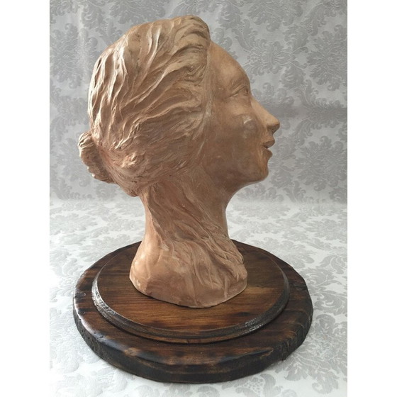 Image 1 of Vintage sculpture in clay "Bust face of a woman", 1950s
