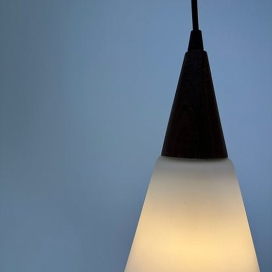 Image 1 of Lámpara colgante Philips - Vidrio mate y madera - 1950