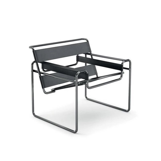 Image 1 of Knoll Wassily B3 New-Unused 2024 Series In Black Leather By Marcel Breuer   