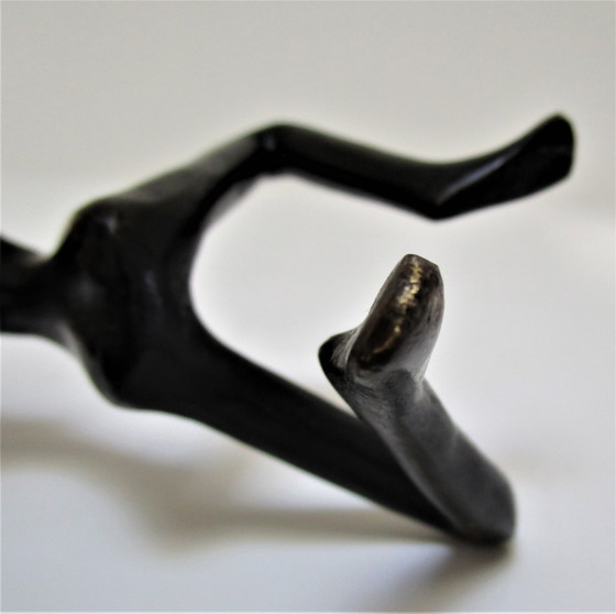 Image 1 of Bronze Blackened Candlestick Woman 70s