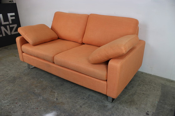 Image 1 of Cor Conseta Couch two-seater designer sofa orange fabric chrome runner