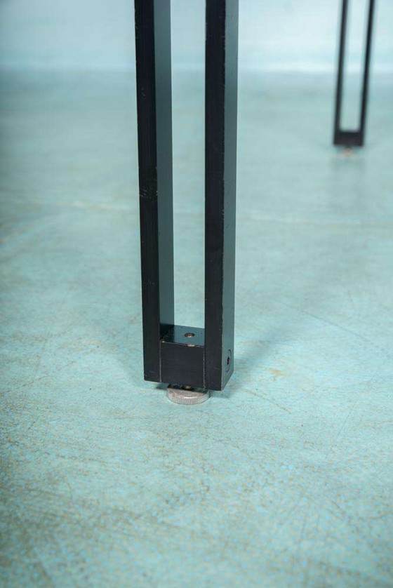 Image 1 of Minimalist dining table glass and metal, Midmod 80s dining table