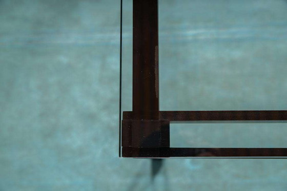 Image 1 of Minimalist dining table glass and metal, Midmod 80s dining table