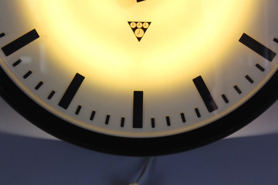 Image 1 of Bakelite Station Clock Wall Lamp From Pragotron, 1950S