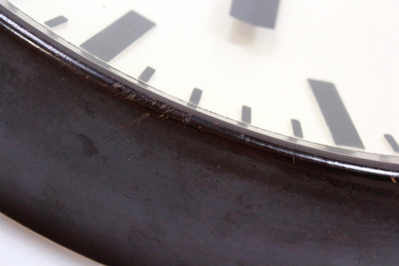 Image 1 of Bakelite Station Clock Wall Lamp From Pragotron, 1950S