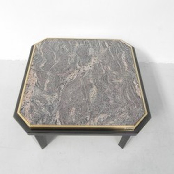 Image 1 of Table basse Fedam marbre Hollywood Regency avec structure en acier