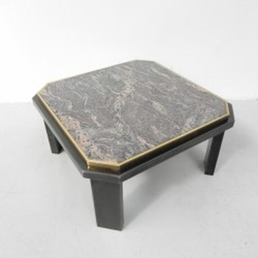 Table basse Fedam marbre Hollywood Regency avec structure en acier