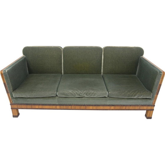 Image 1 of Scandinavian vintage 3 seater sofa in rosewood and velvet for the Swedish Grace house, Sweden 1930