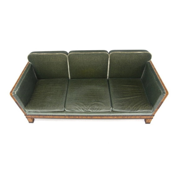 Image 1 of Scandinavian vintage 3 seater sofa in rosewood and velvet for the Swedish Grace house, Sweden 1930