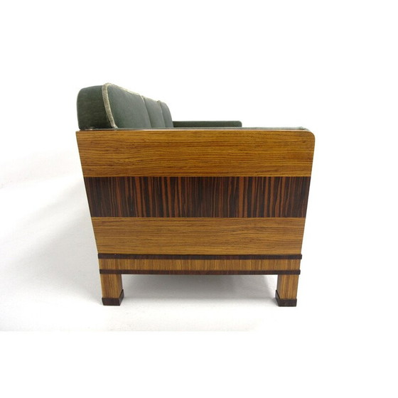 Image 1 of Scandinavian vintage 3 seater sofa in rosewood and velvet for the Swedish Grace house, Sweden 1930