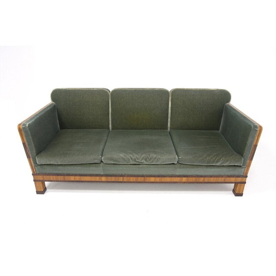 Image 1 of Scandinavian vintage 3 seater sofa in rosewood and velvet for the Swedish Grace house, Sweden 1930