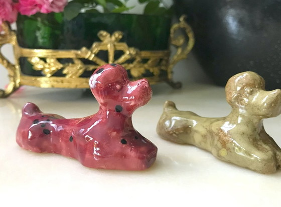 Image 1 of Knife-holder Dog Poodle, Hand-crafted Vallauris Enamel Ceramic 1950