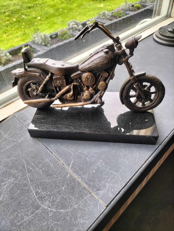 Image 1 of Harley Davidson Bronze Engine Statue